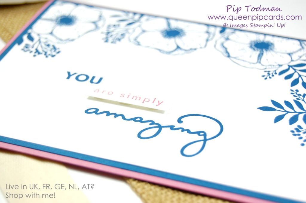 Amazing You Blue Flower Card Idea with retiring Dapper Denim and Sweet Sugarplum! Don't forget to grab your retiring in colour inks and ink refills now before they sell out! Saleabration 2018 Amazing You Stamp Set 2016-2018 In-colors Pip Todman Crafty Coach & Stampin' Up! Top UK Demonstrator Queen Pip Cards www.queenpipcards.com Facebook: fb.me/QueenPipCards #queenpipcards #stampinup #papercraft #inspiringyourcreativity #Saleabration2018