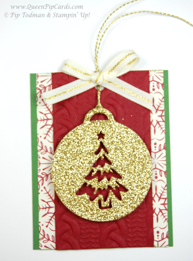 use cable knit embossing folder on a tag