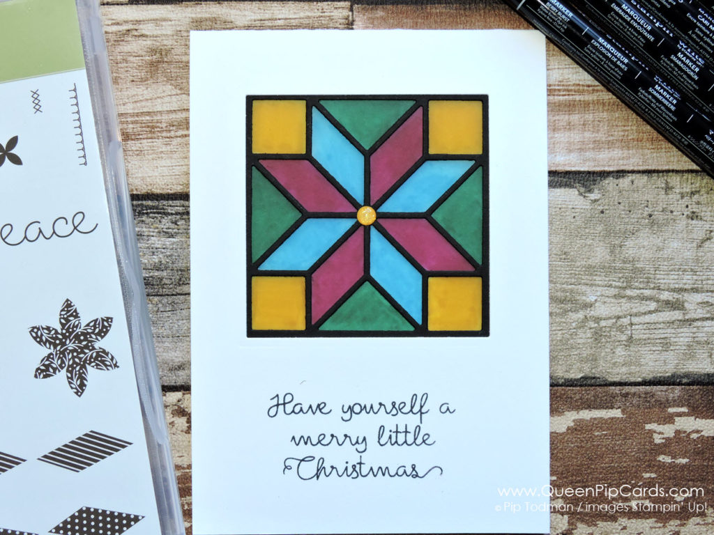 Make A Stained Glass Window card. Looks fabulous on a window sill or mantlepiece. Pip Todman Queen Pip Cards UK Stampin' Up! Demonstrator www.queenpipcards.com fb.me/QueenPipCards #queenpipcards #stampinup #papercraft #inspiringyourcreativity