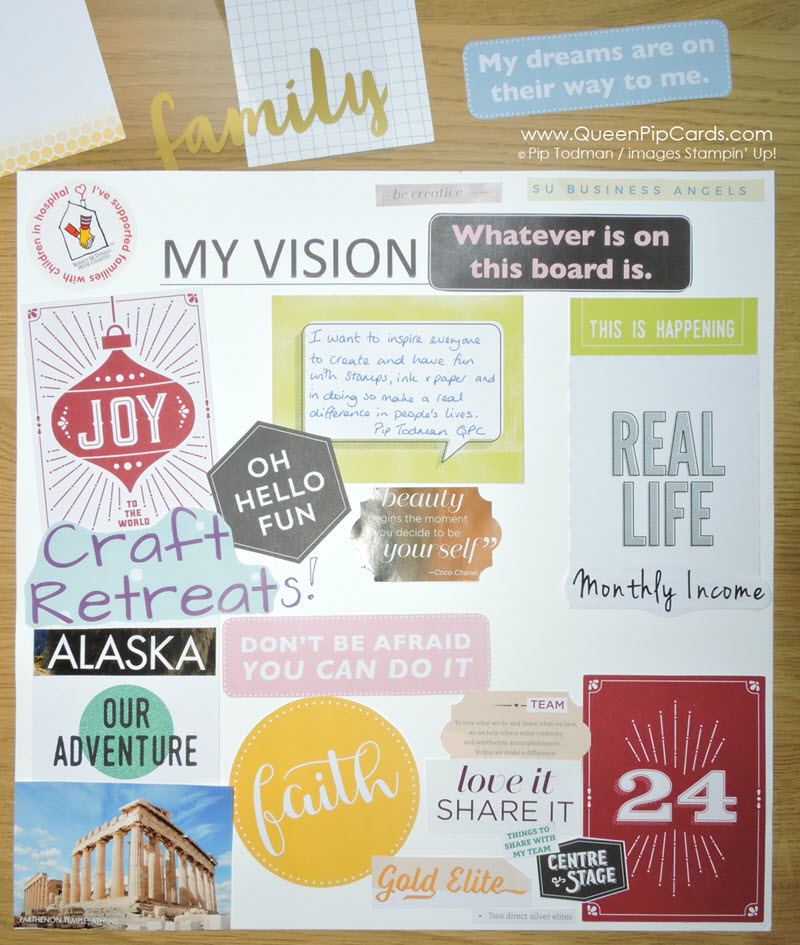 Envision your future with Memories and More! Sounds weird? Why, it's just a memory in advance! Set yourself on your way to the future you want with a vision board! Pip Todman Queen Pip Cards Crafty Coach & UK Stampin' Up! Demonstrator www.queenpipcards.com fb.me/QueenPipCards #queenpipcards #stampinup #inspiringyourcreativity