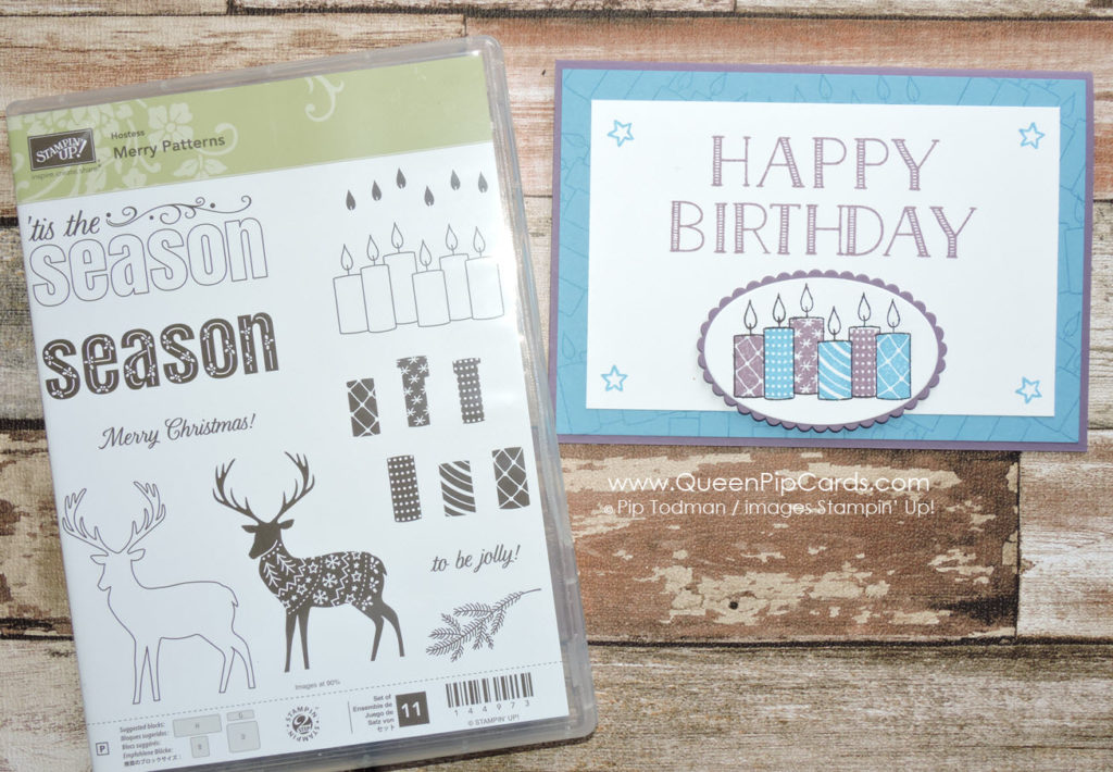 FREE Merry Patterns Host Set is great for Birthdays too! Pip Todman Crafty Coach & Stampin' Up! Demonstrator in the UK Queen Pip Cards www.queenpipcards.com Facebook: fb.me/QueenPipCards #queenpipcards #stampinup #papercraft #inspiringyourcreativity