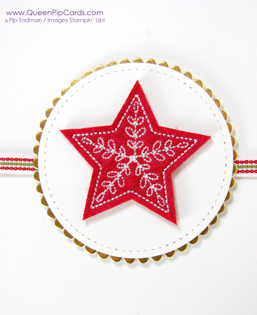 Simple Star Card for Christmas. Gorgeous Stitched Felt Embellishment Star! Pip Todman Crafty Coach & Stampin' Up! Demonstrator in the UK Queen Pip Cards www.queenpipcards.com Facebook: fb.me/QueenPipCards #queenpipcards #stampinup #papercraft #inspiringyourcreativity