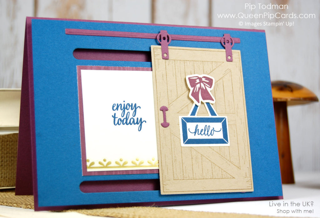 Make Slider Cards easily with the new Barn Door Bundle from Stampin' Up! Pip Todman Crafty Coach & Stampin' Up! Demonstrator in the UK Queen Pip Cards www.queenpipcards.com Facebook: fb.me/QueenPipCards #queenpipcards #stampinup #papercraft #inspiringyourcreativity