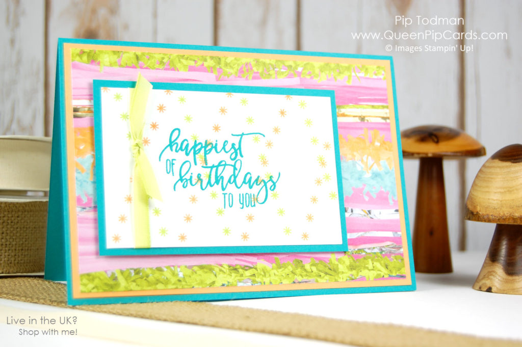 Repeat Stamping with Picture Perfect Birthday stamps. Stampin' Up! Spring 2018 Spring / Summer Picture Perfect Birthday Stamp Set, Picture Perfect Party Designer Series paper stack. Pip Todman Crafty Coach & Stampin' Up! Top UK Demonstrator Queen Pip Cards www.queenpipcards.com Facebook: fb.me/QueenPipCards #queenpipcards #stampinup #papercraft #inspiringyourcreativity 