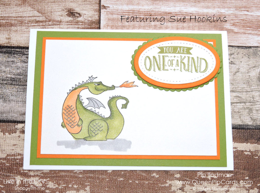 Cute Dragon from Magical Day! From Stampin' Up! Spring / Summer catalogue and available for purchase via my online store. Pip Todman Crafty Coach & Stampin' Up! Top UK Demonstrator Queen Pip Cards www.queenpipcards.com Facebook: fb.me/QueenPipCards #queenpipcards #stampinup #papercraft #inspiringyourcreativity 