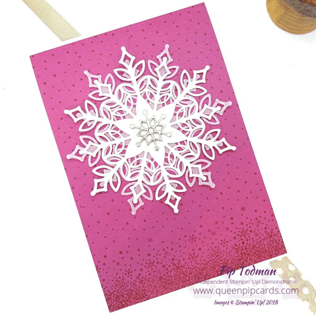 Woo hoo Snowfall Thinlits! Who says Christmas cards can't be pink & bright too?!? I LOVE the Snowfall Thinlits, they are so easy to work with and create stunning results. All Stampin' Up! products are / will be available from my online store here: http://bit.ly/QPCShop Pip Todman Crafty Coach & Stampin' Up! Top UK Demonstrator Queen Pip Cards www.queenpipcards.com Facebook: fb.me/QueenPipCards #queenpipcards #simplystylish #inspiringyourcreativity #stampinup #papercraft 