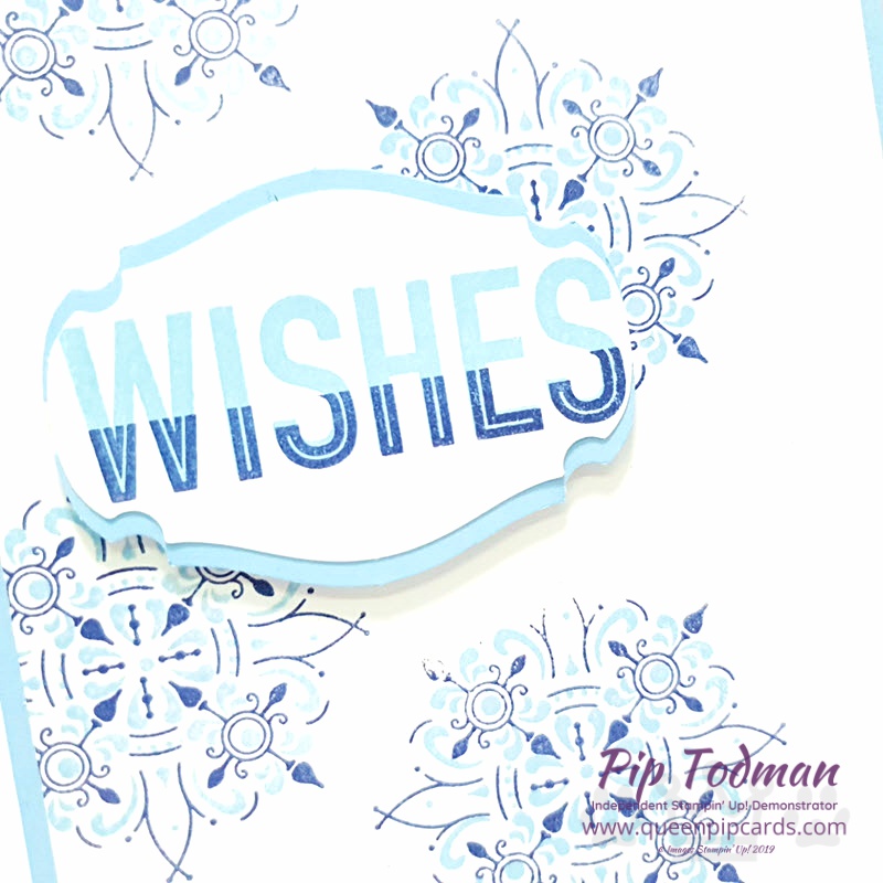 Mosaic Effect In Blue with All Adorned and More Than Words. Sharing a cute card with two step stamping and fun! Shop my online store here: http://bit.ly/QPCShop Pip Todman www.queenpipcards.com #queenpipcards #simplystylish #stampinup #simplestamping #papercraft 