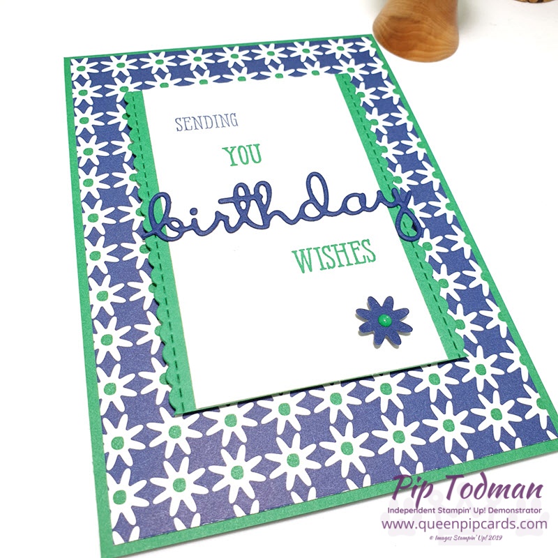 Edge Framelits with Well Written make a beautiful birthday card! Watch my video to see all the details. Shop my online store here: http://bit.ly/QPCShop Pip Todman www.queenpipcards.com #queenpipcards #simplystylish #stampinup #simplestamping #papercraft 
