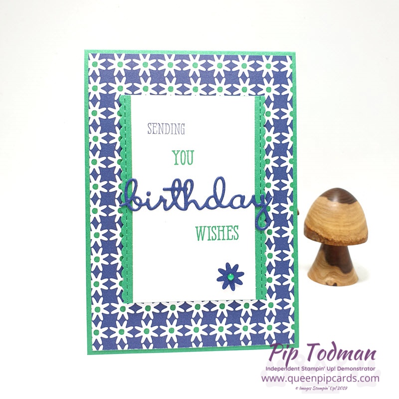 Edge Framelits with Well Written make a beautiful birthday card! Watch my video to see all the details. Shop my online store here: http://bit.ly/QPCShop Pip Todman www.queenpipcards.com #queenpipcards #simplystylish #stampinup #simplestamping #papercraft 