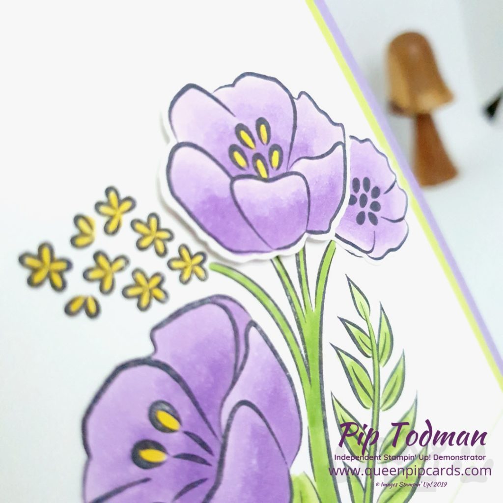 All That You Are stamps used to make Thank You cards inspired by the colours of Violas! Gorgeous purples and yellows with bright green stems! Pip Todman www.queenpipcards.com Stampin' Up! Independent Demonstrator UK