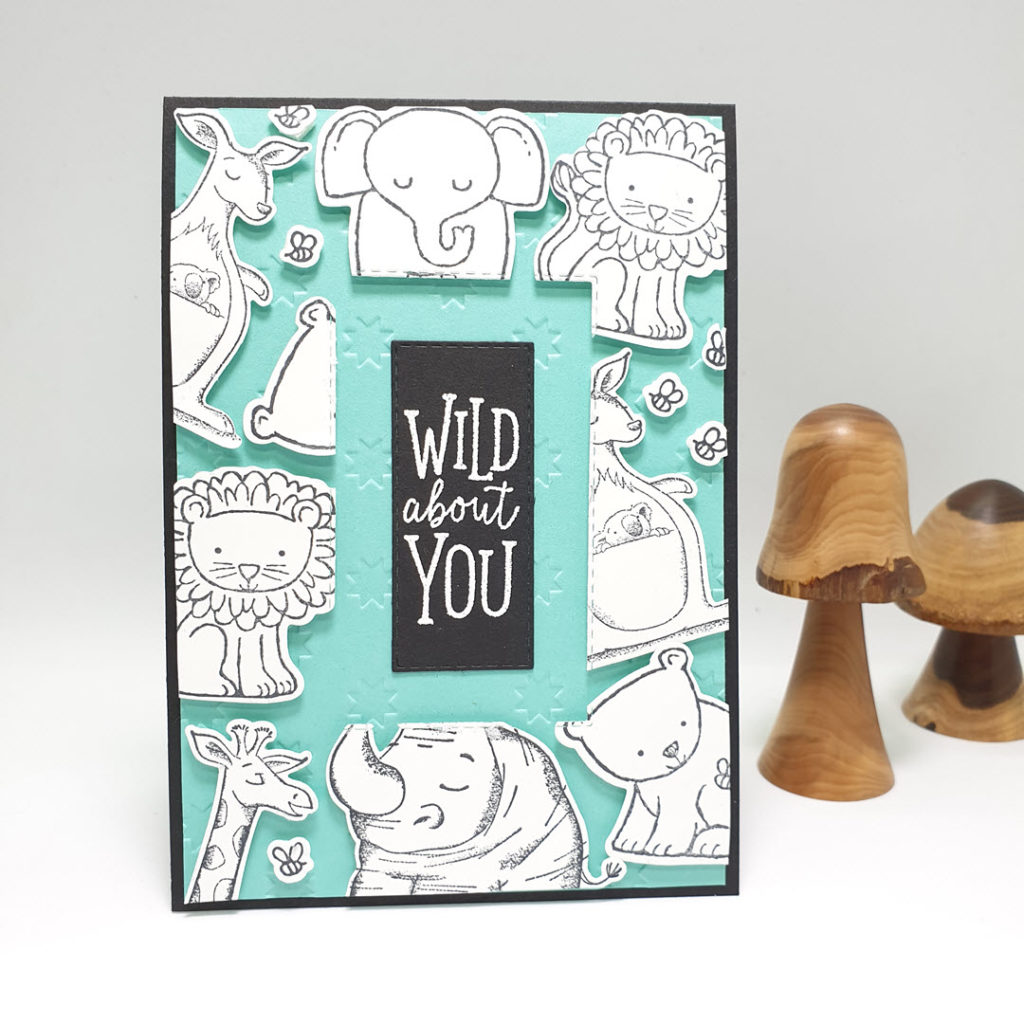 A Floating Frame card using A Little Wild and Animal Outing to create a great card for you man who loves wildlife or fo kids!. Pip Todman www.queenpipcards.com Stampin' Up! Independent Demonstrator UK