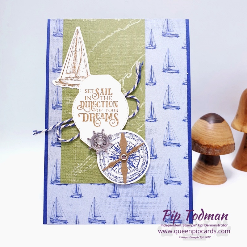 Boys Graduation Card using Sail Away - I love the sentiment "Set sail in the direction of your dreams" what a great send off to the world! Pip Todman www.queenpipcards.com Stampin' Up! Independent Demonstrator UK