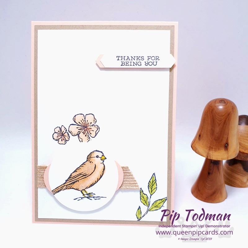 Free As A Bird sneak peek with the Greek Isles Achievers Blog Hop. A pretty delicate card with birds and flowers in soft Petal Pink. Pip Todman www.queenpipcards.com Stampin' Up! Independent Demonstrator UK