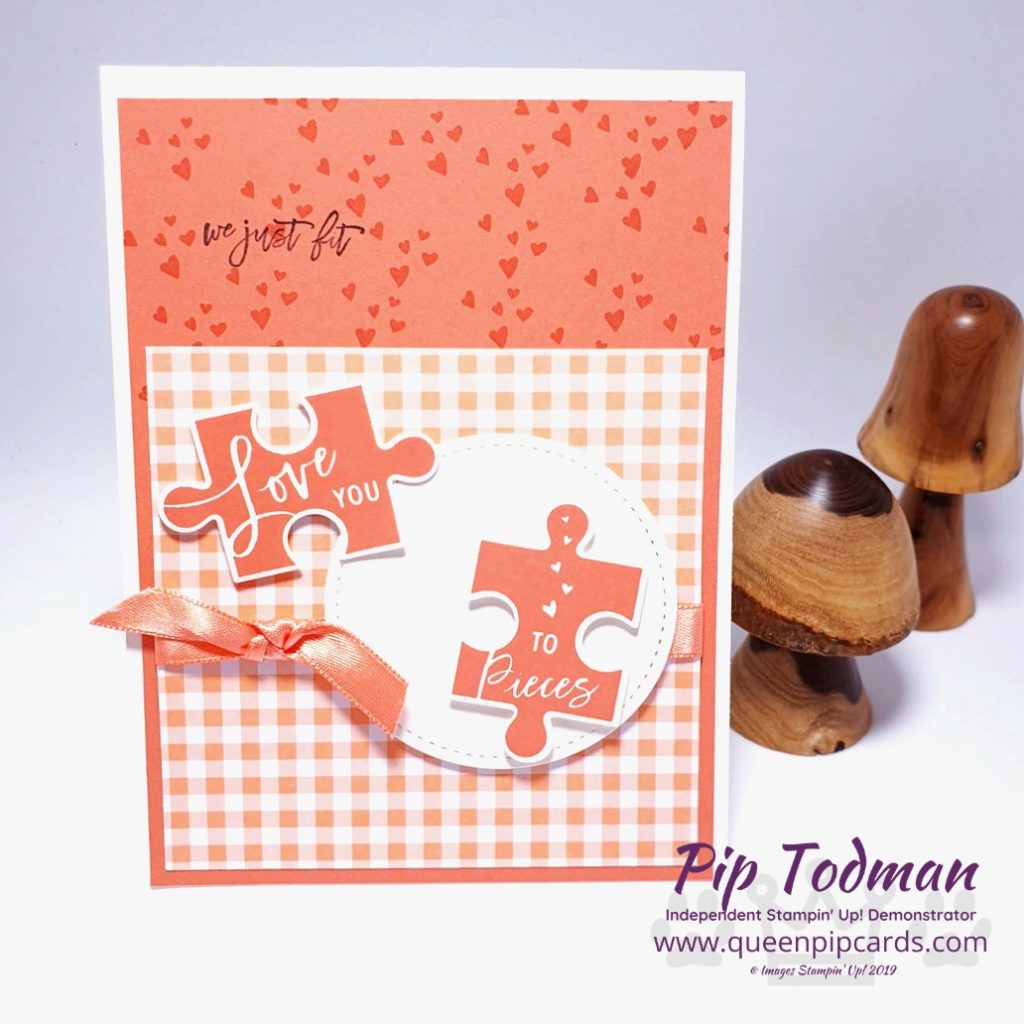 Love You To Pieces Jigsaw Card is my video tutorial today! I love this card and this set and I'm so pleased it's carrying over. Plus more Gingham Gala! Pip Todman www.queenpipcards.com Stampin' Up! Independent Demonstrator UK