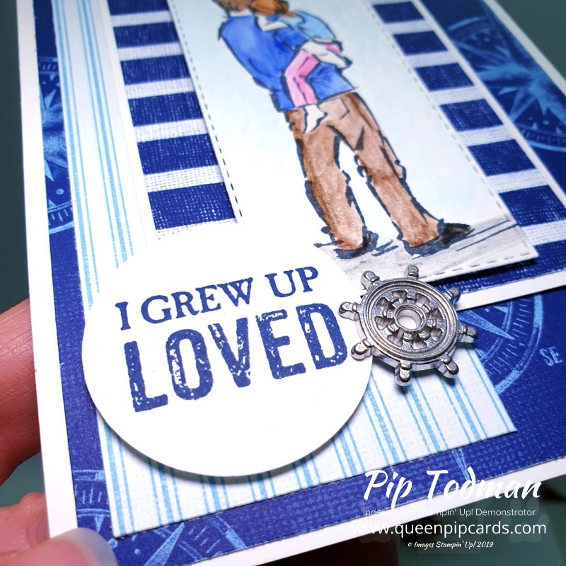 Memories of Growing up with my dad were the inspiration behind this blue and white bold card. Pip Todman www.queenpipcards.com Stampin' Up! Independent Demonstrator UK 