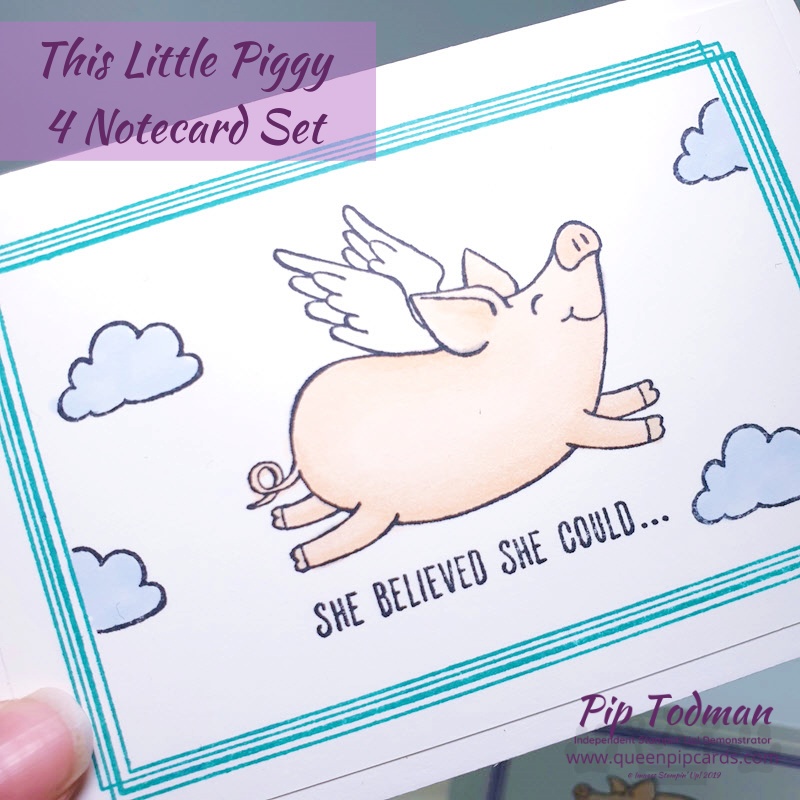This Little Piggy 4 Notecard Set is a great holiday project. Easy to make with grandkids and fun for anyone to receive. Pip Todman www.queenpipcards.com Stampin' Up! Independent Demonstrator UK 