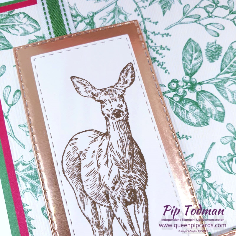 It's Goodbye Greece Hello Maui this month in our last blog hop of the Achievers' Year! This time I paired Nature's Beauty with Toile Christmas papers for a Birthday Card! Pip Todman www.queenpipcards.com Stampin' Up! Independent Demonstrator UK