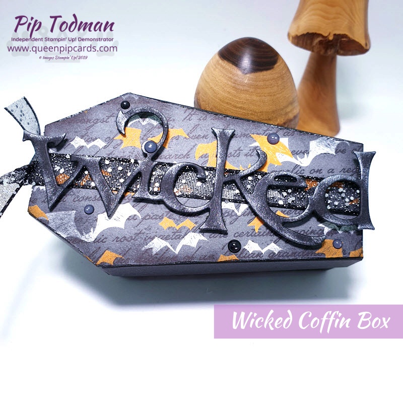 Wicked Coffin Box for Halloween treats - no tricks here! Check out how to make this cute Halloween gift in my video tutorial today! Pip Todman www.queenpipcards.com Stampin' Up! Independent Demonstrator UK