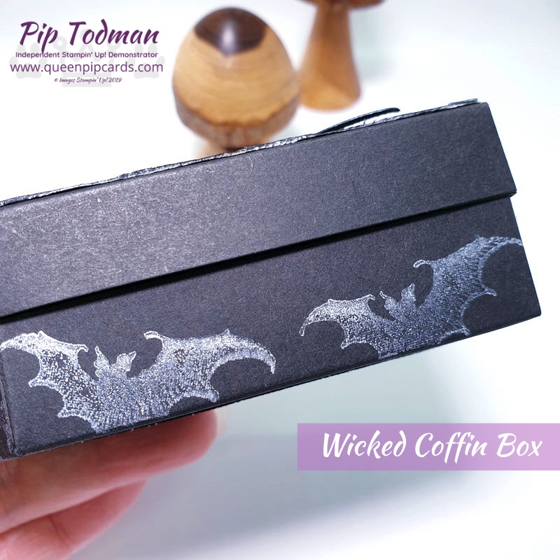 Wicked Coffin Box for Halloween treats - no tricks here! Check out how to make this cute Halloween gift in my video tutorial today! Pip Todman www.queenpipcards.com Stampin' Up! Independent Demonstrator UK