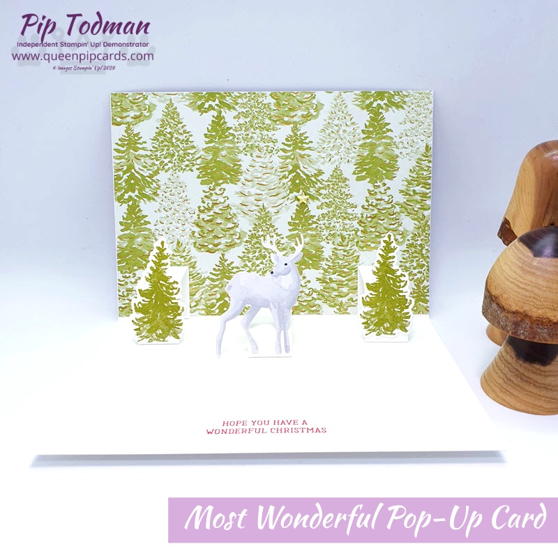 Most Wonderful Pop Up Christmas card featuring the Most Wonderful Time product medley! Pip Todman www.queenpipcards.com Stampin' Up! Independent Demonstrator UK