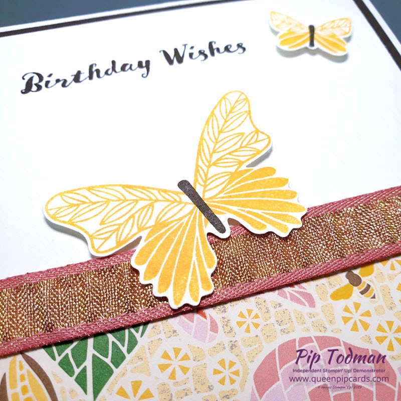 We always need Birthday cards and these combining Butterfly Gala and the Mosaic speciality papers are fun and pretty! Pip Todman www.queenpipcards.com Stampin' Up! Independent Demonstrator UK 