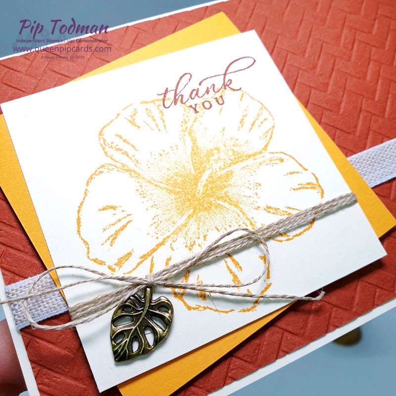 Coastal Weave Embossing Folder Meets Timeless Tropical - a gorgeous texture for your thank you cards. Pip Todman www.queenpipcards.com Stampin' Up! Independent Demonstrator UK 