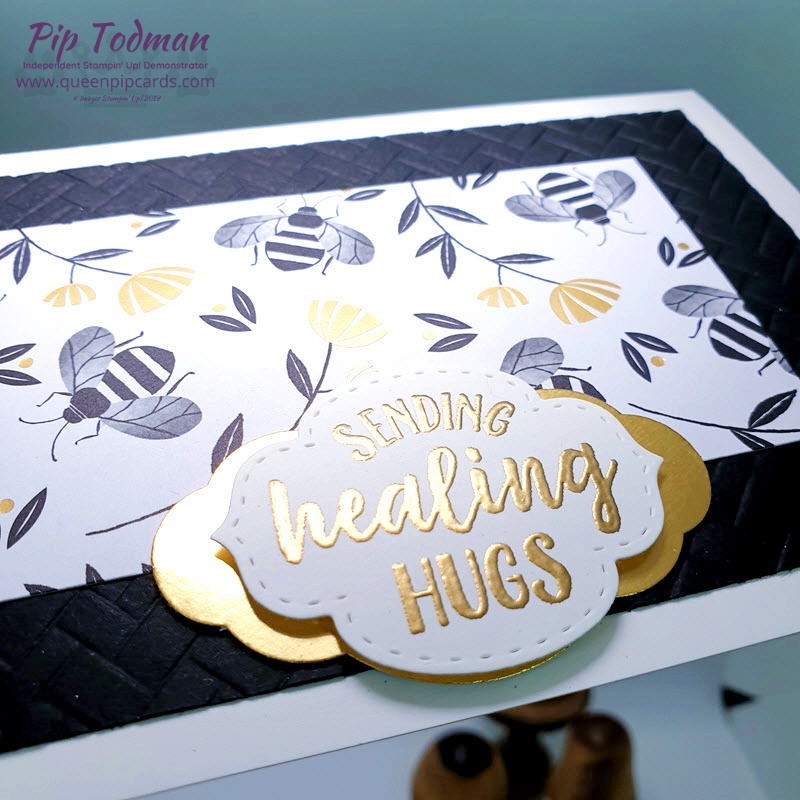 Heat Embossing So Sentimental with Gold and Black! Such classic colours, plus bees! Cute! Pip Todman www.queenpipcards.com Stampin' Up! Independent Demonstrator UK